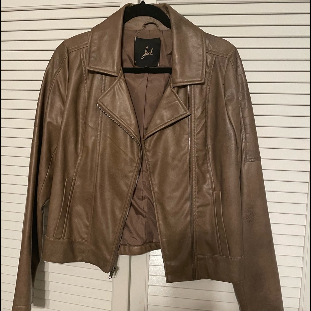 Faux leather jacket.